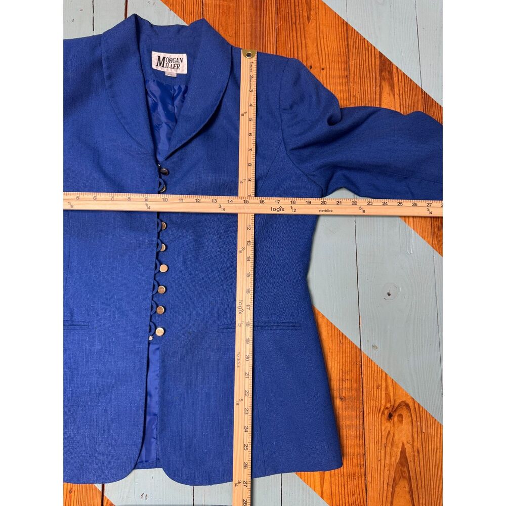 Vintage Morgan Miller Royal Blue Suit Women's Size 12 Gold Button Career Lined - Picture 10 of 13